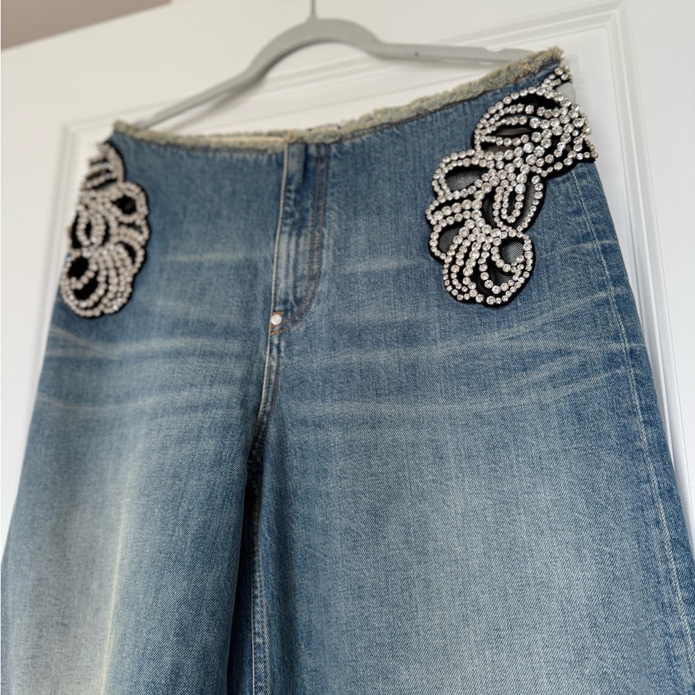 NWT Stella McCartney Diamanté Swirl Mid-Rise Wide Leg Jeans $2,600 29 - Picture 5 of 10